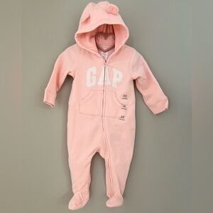 NWT Baby Girls Gap Pink Zipup Hooded Footsie Winter Bunting Suit Hoodie Jumpsuit